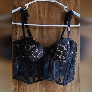 NWT VS Black Lace Longline Bustier Bra